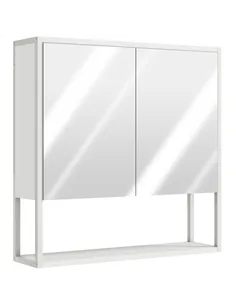 HOMCOM Bathroom Mirror Cabinet with Soft-Close Doors and Adjustable Shelf - White