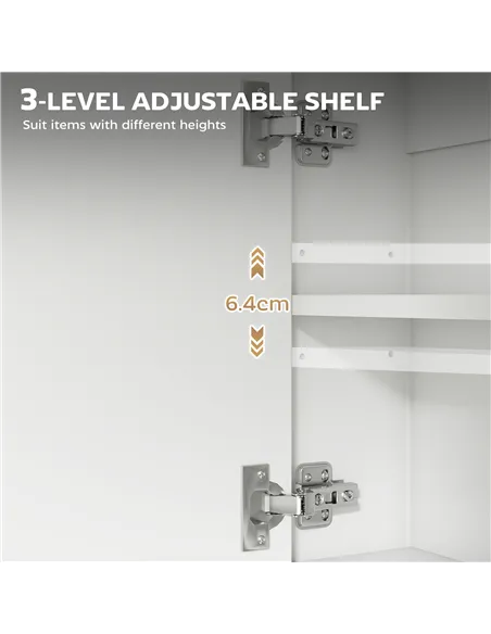 HOMCOM Bathroom Mirror Cabinet with Soft-Close Doors and Adjustable Shelf - White