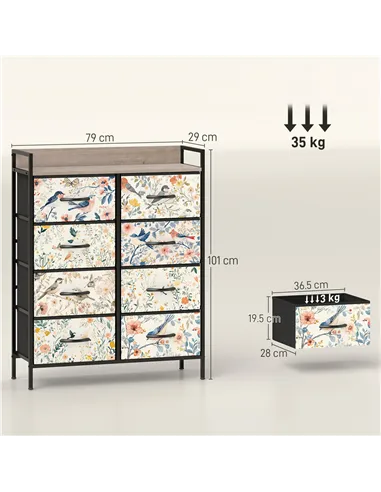 HOMCOM 8-Drawer Chest of Drawers - White