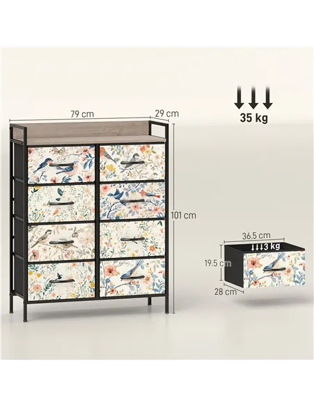 HOMCOM 8-Drawer Chest of Drawers - White