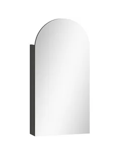 HOMCOM Arched Bathroom Mirror Cabinet with Adjustable Glass Shelves - Black