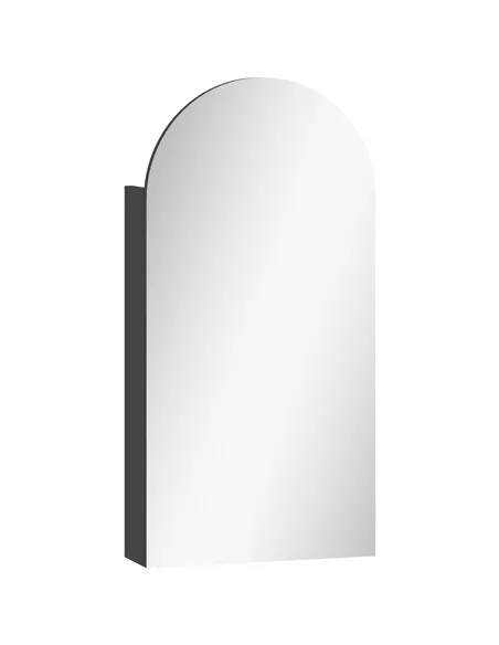 HOMCOM Arched Bathroom Mirror Cabinet with Adjustable Glass Shelves - Black