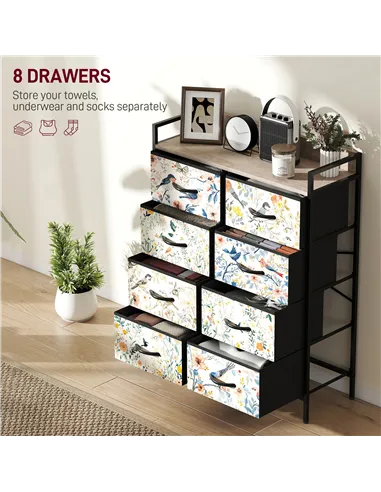 HOMCOM 8-Drawer Chest of Drawers - White
