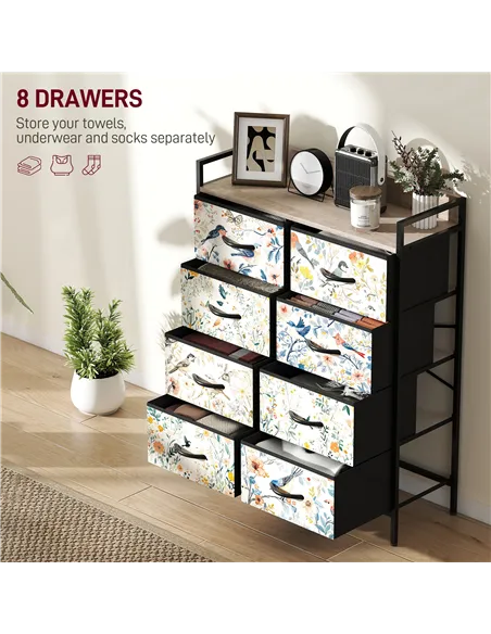 HOMCOM 8-Drawer Chest of Drawers - White
