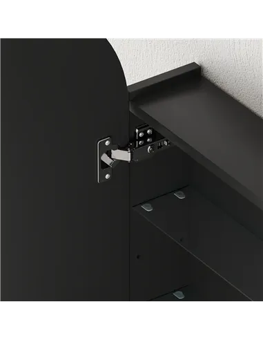 HOMCOM Arched Bathroom Mirror Cabinet with Adjustable Glass Shelves - Black