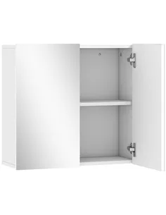 HOMCOM Double-Door Bathroom Mirror Cabinet - White