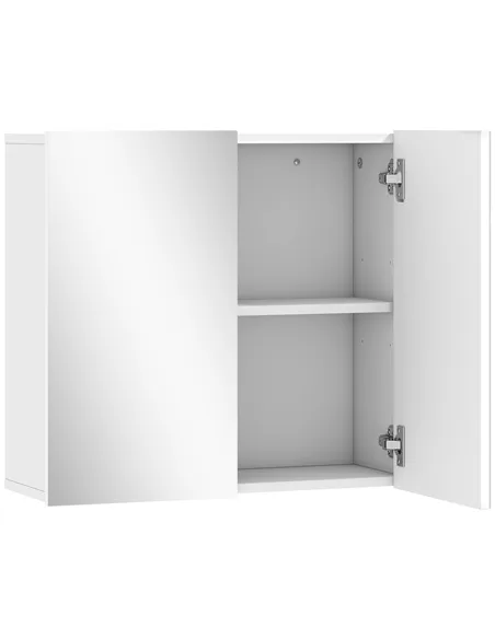 HOMCOM Double-Door Bathroom Mirror Cabinet - White