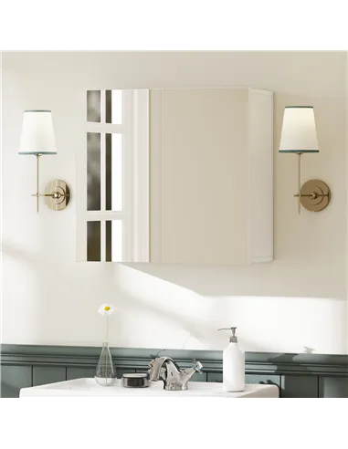 HOMCOM Double-Door Bathroom Mirror Cabinet - White