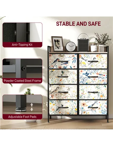 HOMCOM 8-Drawer Chest of Drawers - White