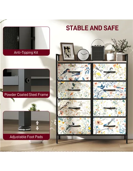 HOMCOM 8-Drawer Chest of Drawers - White