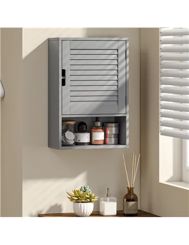 HOMCOM Bathroom Cabinet, Wall Mounted Storage Cabinet with Adjustable Shelves, 40 x 20 x 60 cm, Grey
