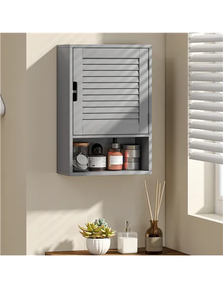 HOMCOM Bathroom Cabinet, Wall Mounted Storage Cabinet with Adjustable Shelves, 40 x 20 x 60 cm, Grey