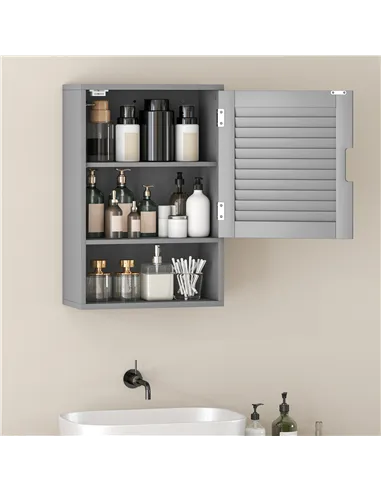 HOMCOM Bathroom Cabinet, Wall Mounted Storage Cabinet with Adjustable Shelves, 40 x 20 x 60 cm, Grey
