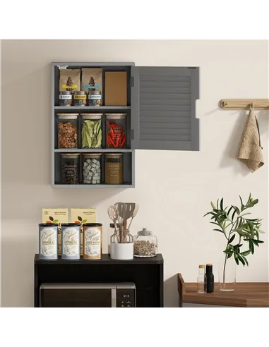 HOMCOM Bathroom Cabinet, Wall Mounted Storage Cabinet with Adjustable Shelves, 40 x 20 x 60 cm, Grey