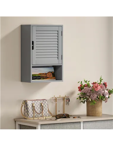 HOMCOM Bathroom Cabinet, Wall Mounted Storage Cabinet with Adjustable Shelves, 40 x 20 x 60 cm, Grey