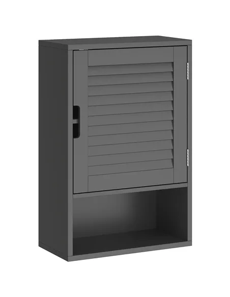 HOMCOM Bathroom Cabinet, Wall Mounted Storage Cabinet with Adjustable Shelves, 40 x 20 x 60 cm, Black