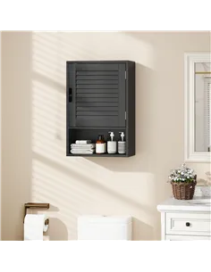 HOMCOM Bathroom Cabinet, Wall Mounted Storage Cabinet with Adjustable Shelves, 40 x 20 x 60 cm, Black 2