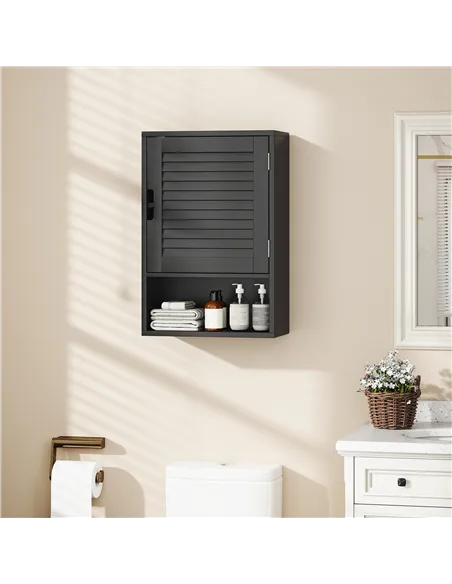 HOMCOM Bathroom Cabinet, Wall Mounted Storage Cabinet with Adjustable Shelves, 40 x 20 x 60 cm, Black