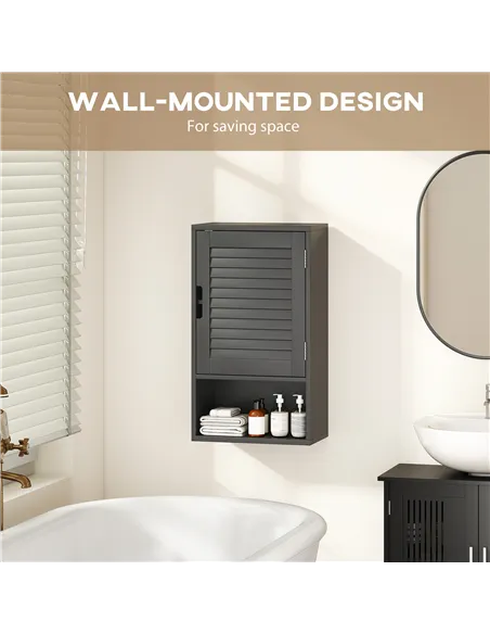 HOMCOM Bathroom Cabinet, Wall Mounted Storage Cabinet with Adjustable Shelves, 40 x 20 x 60 cm, Black