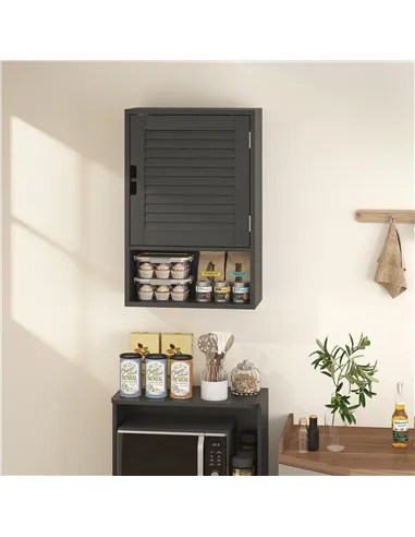 HOMCOM Bathroom Cabinet, Wall Mounted Storage Cabinet with Adjustable Shelves, 40 x 20 x 60 cm, Black