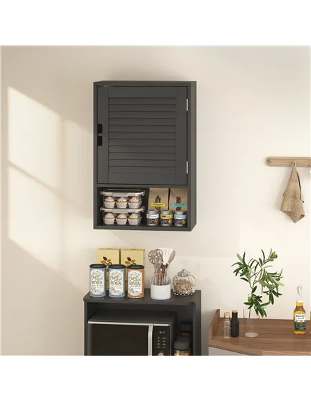HOMCOM Bathroom Cabinet, Wall Mounted Storage Cabinet with Adjustable Shelves, 40 x 20 x 60 cm, Black