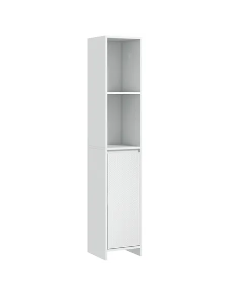HOMCOM Narrow Bathroom Cabinet, Slim Bathroom Storage Unit with Open Compartment, Freestanding Storage Cupboard for Small Spaces