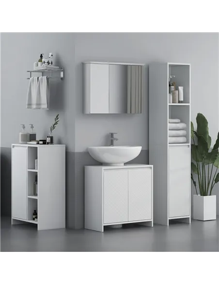 HOMCOM Narrow Bathroom Cabinet, Slim Bathroom Storage Unit with Open Compartment, Freestanding Storage Cupboard for Small Spaces