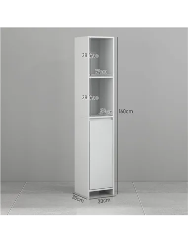 HOMCOM Narrow Bathroom Cabinet, Slim Bathroom Storage Unit with Open Compartment, Freestanding Storage Cupboard for Small Spaces