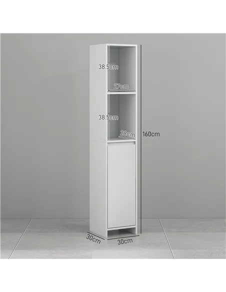 HOMCOM Narrow Bathroom Cabinet, Slim Bathroom Storage Unit with Open Compartment, Freestanding Storage Cupboard for Small Spaces