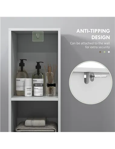 HOMCOM Narrow Bathroom Cabinet, Slim Bathroom Storage Unit with Open Compartment, Freestanding Storage Cupboard for Small Spaces