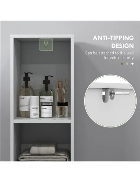 HOMCOM Narrow Bathroom Cabinet, Slim Bathroom Storage Unit with Open Compartment, Freestanding Storage Cupboard for Small Spaces