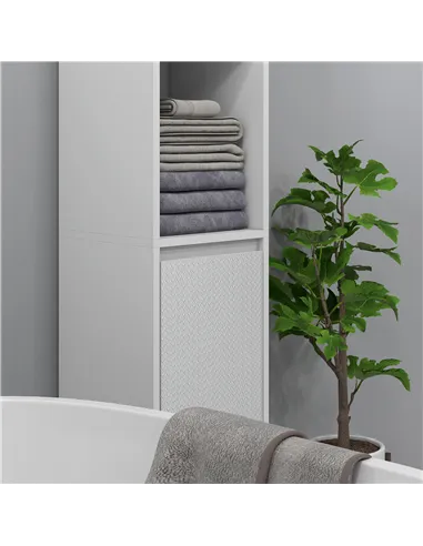 HOMCOM Narrow Bathroom Cabinet, Slim Bathroom Storage Unit with Open Compartment, Freestanding Storage Cupboard for Small Spaces