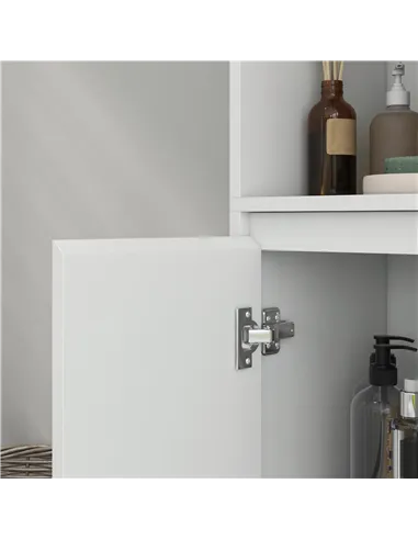 HOMCOM Narrow Bathroom Cabinet, Slim Bathroom Storage Unit with Open Compartment, Freestanding Storage Cupboard for Small Spaces