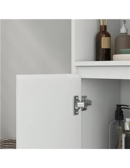 HOMCOM Narrow Bathroom Cabinet, Slim Bathroom Storage Unit with Open Compartment, Freestanding Storage Cupboard for Small Spaces