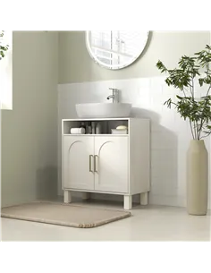 HOMCOM Under Sink Cabinet for Basin without Pedestal - Cream White 2