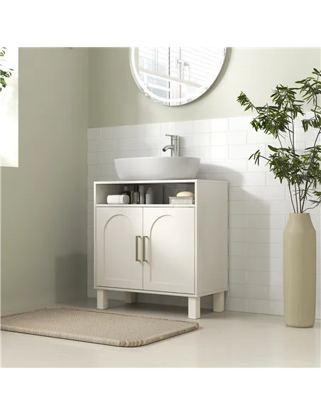 HOMCOM Under Sink Cabinet for Basin without Pedestal - Cream White