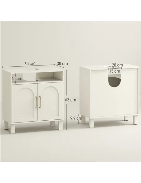 HOMCOM Under Sink Cabinet for Basin without Pedestal - Cream White