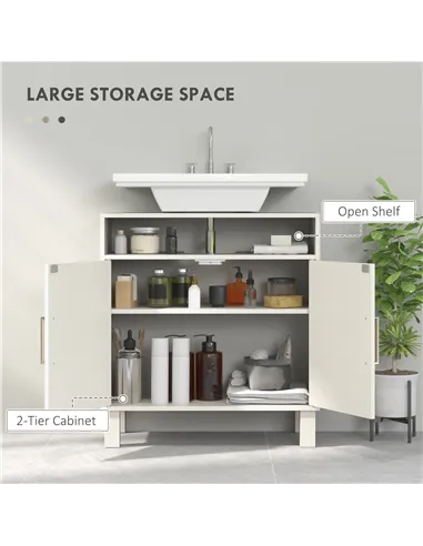 HOMCOM Under Sink Cabinet for Basin without Pedestal - Cream White