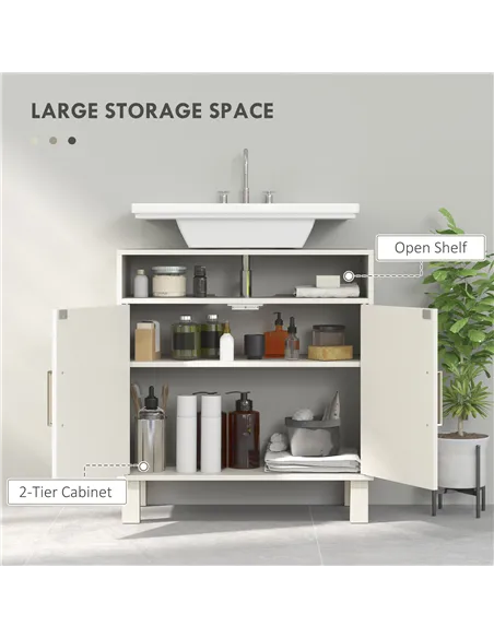 HOMCOM Under Sink Cabinet for Basin without Pedestal - Cream White