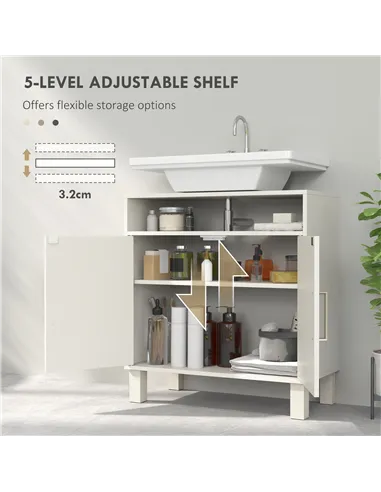 HOMCOM Under Sink Cabinet for Basin without Pedestal - Cream White