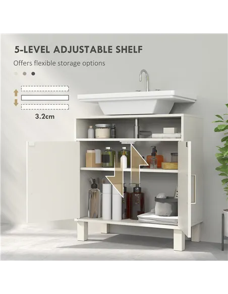 HOMCOM Under Sink Cabinet for Basin without Pedestal - Cream White