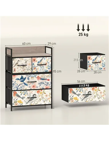 HOMCOM 4-Drawer Chest of Drawers - White