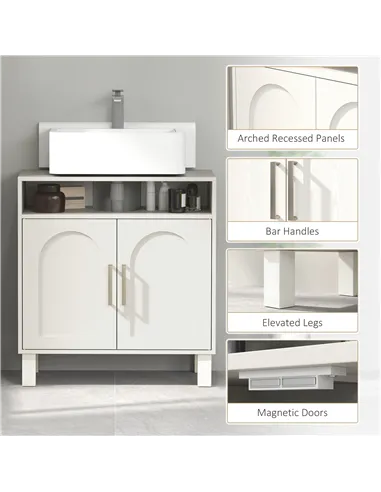 HOMCOM Under Sink Cabinet for Basin without Pedestal - Cream White