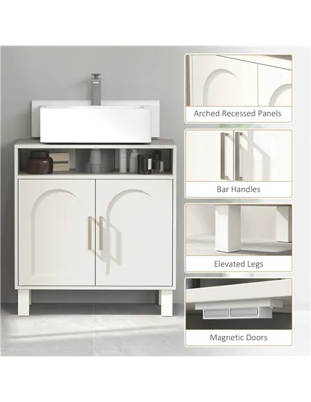 HOMCOM Under Sink Cabinet for Basin without Pedestal - Cream White