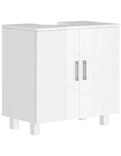 HOMCOM Bathroom Under Sink Cabinet for Basin without or with Pedestal - High Gloss White