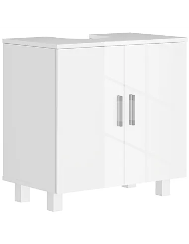 HOMCOM Bathroom Under Sink Cabinet for Basin without or with Pedestal - High Gloss White