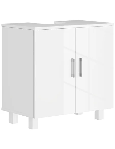 HOMCOM Bathroom Under Sink Cabinet for Basin without or with Pedestal - High Gloss White