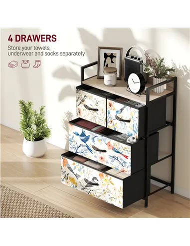 HOMCOM 4-Drawer Chest of Drawers - White