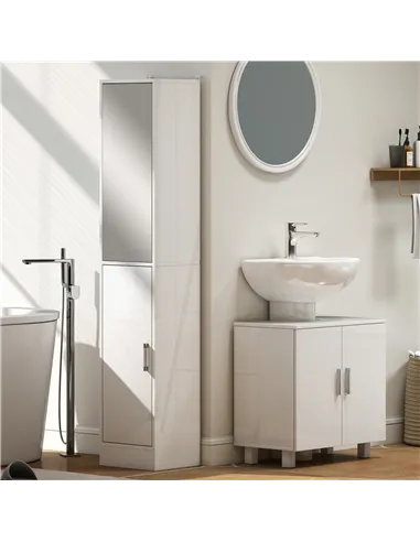HOMCOM Bathroom Under Sink Cabinet for Basin without or with Pedestal - High Gloss White
