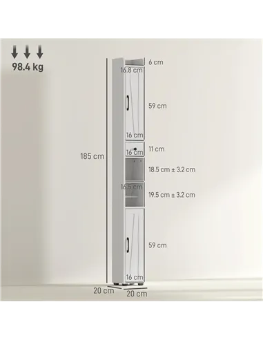 HOMCOM Tall Bathroom Cabinet, Farmhouse Slim Bathroom Storage Cabinet with Barn Doors, Toilet Paper Roll Holder, Drawer and Adju